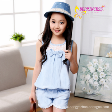 wholesales korea style cotton cowboy jumpsuit girls siamese pants for girl